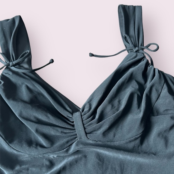 Women’s Laundry By Shelli Segal Black Ruched Tie Detail Black Tank Dress - Picture 6 of 12